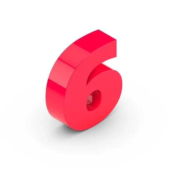 Isometric pink number 6 — Stock Photo, Image