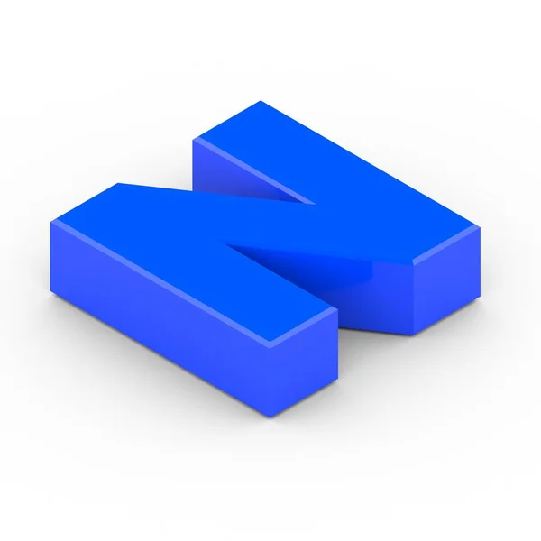 Isometrisk blå bokstaven N — Stockfoto