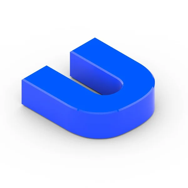 Isometrisk blå bokstaven U — Stockfoto