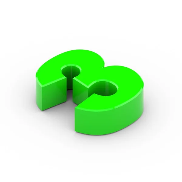 Isometrische groen nummer 3 — Stockfoto