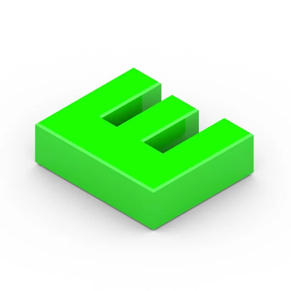 Lettre verte isométrique E — Photo