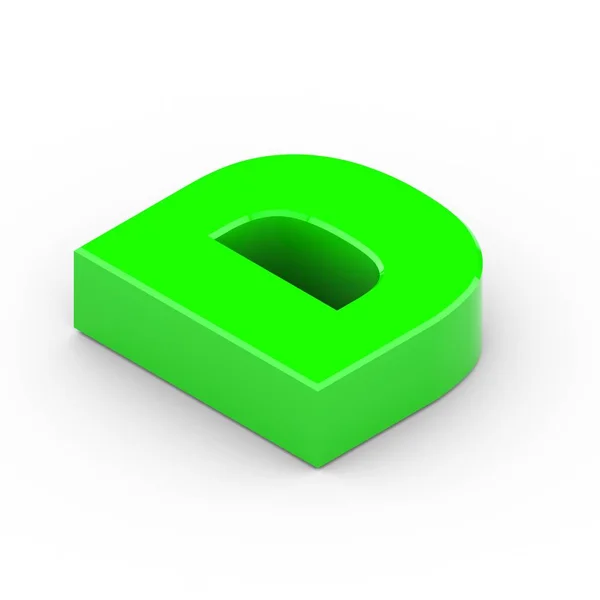 Isometrisk grön bokstaven D — Stockfoto