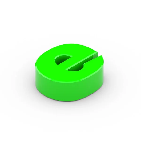 Isometrisk grön bokstaven E — Stockfoto