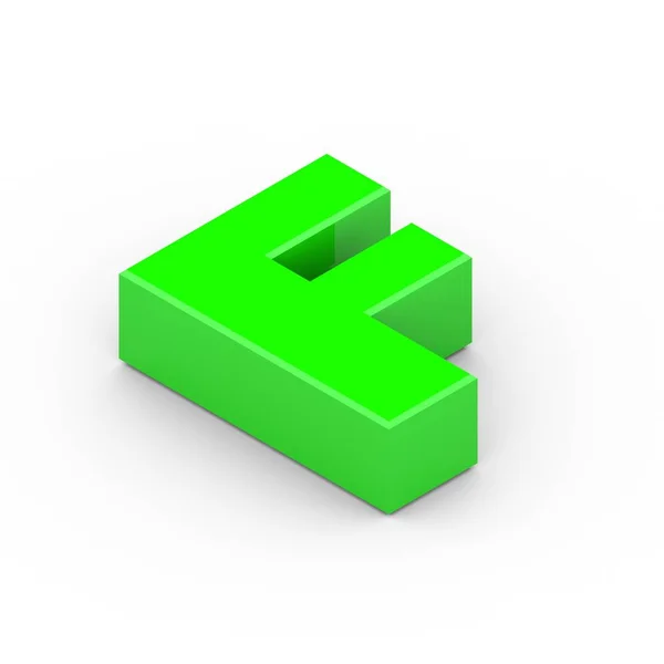 Изометрическая зелёная буква F — стоковое фото