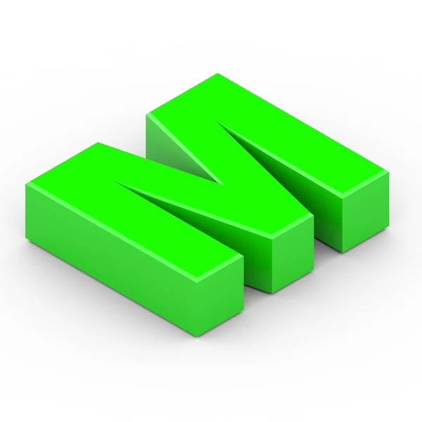Изометрическая зелёная буква M — стоковое фото