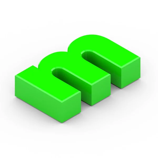 Изометрическая зелёная буква M — стоковое фото