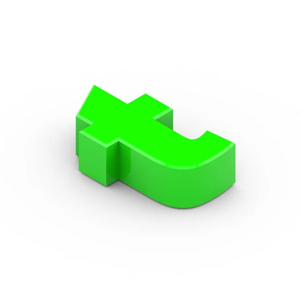 Isometrisk grön bokstaven T — Stockfoto