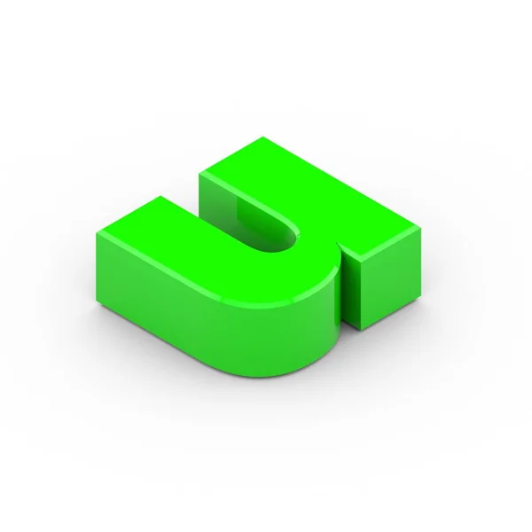 Letra verde isométrica U — Foto de Stock