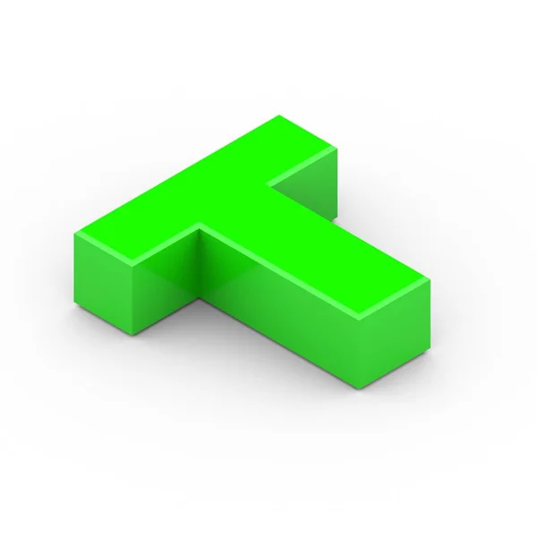 Изометрическая зелёная буква T — стоковое фото