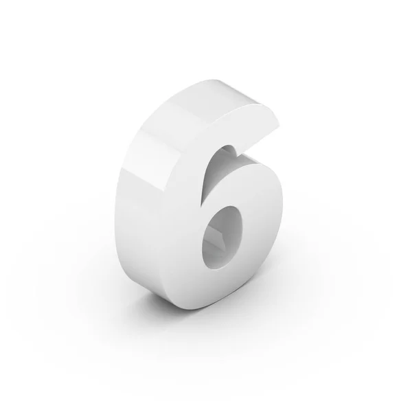 Isometric white number 6 — Stock Photo, Image