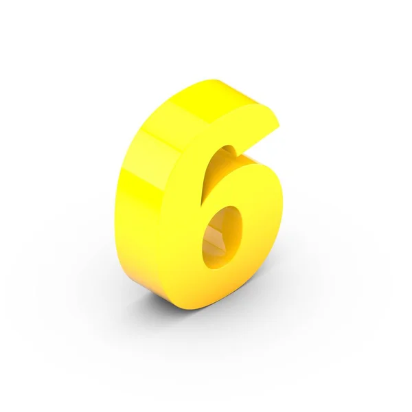Izometryczne żółty numer 6 — Zdjęcie stockowe