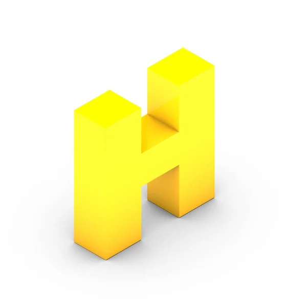 Изометрическая жёлтая буква H — стоковое фото