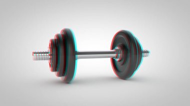 Beyaz arka plan üzerinde izole stereoskopik halter