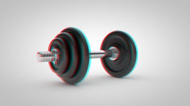 Beyaz arka plan üzerinde izole stereoskopik halter