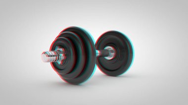 Beyaz arka plan üzerinde izole stereoskopik halter