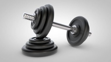 Dumbbell beyaz arkaplanda izole edildi