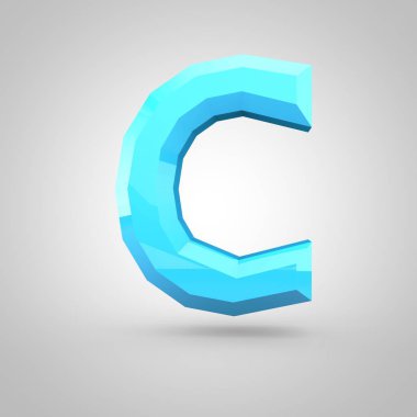 Beyaz arka plan üzerinde izole düşük Poli Alfabe harf büyük harf C mavi.