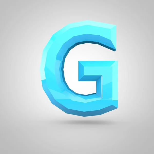 Blue low poly alphabet letter G uppercase isolated on white background. — Stock Photo, Image