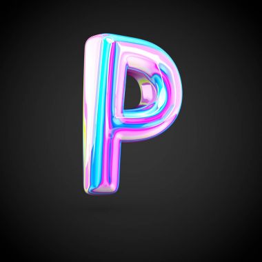Parlak holografik Alfabe harf P 