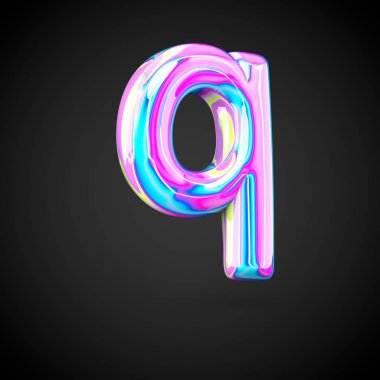 Parlak holografik Alfabe harf Q