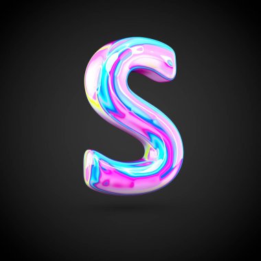 Parlak holografik alfabe Harf S