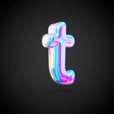 Parlak holografik Alfabe harf T