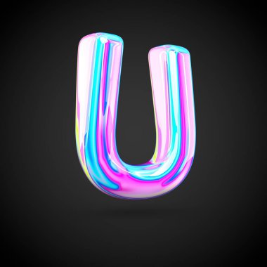 Parlak holografik Alfabe harf U