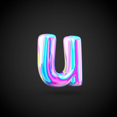 Parlak holografik Alfabe harf U 