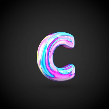 Parlak holografik Alfabe harf C