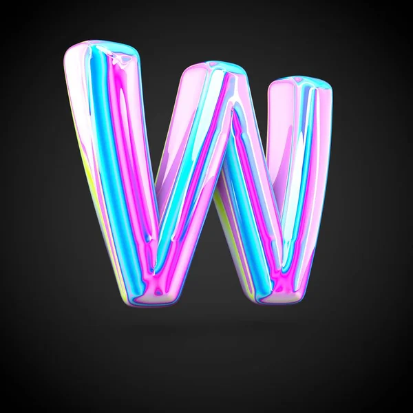 Glossy holographic alphabet letter W — Stock Photo, Image