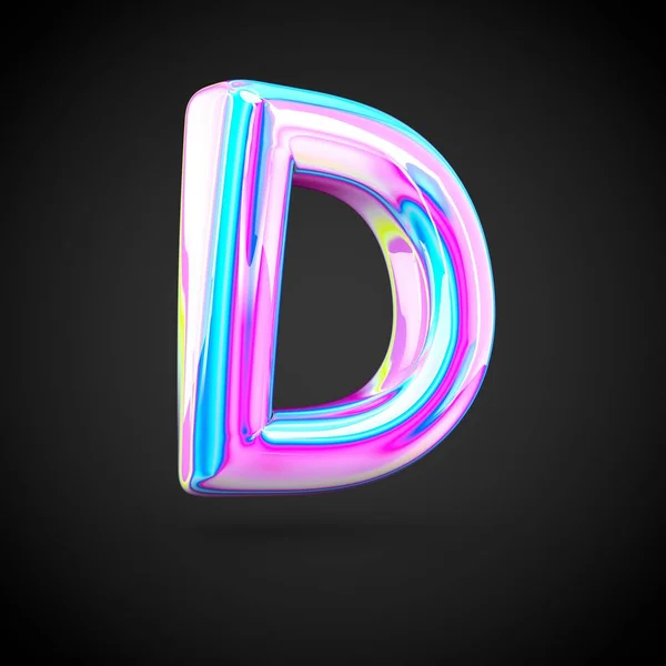 Letra D del alfabeto holográfico brillante — Foto de Stock