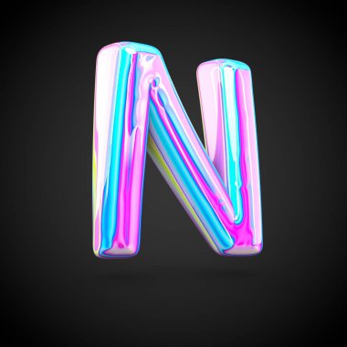 Parlak holografik Alfabe harf N