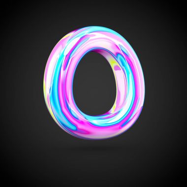 Parlak holografik Alfabe harf O