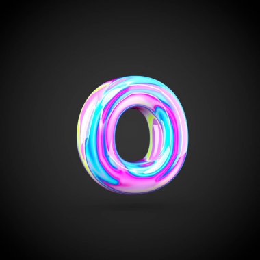 Parlak holografik Alfabe harf O