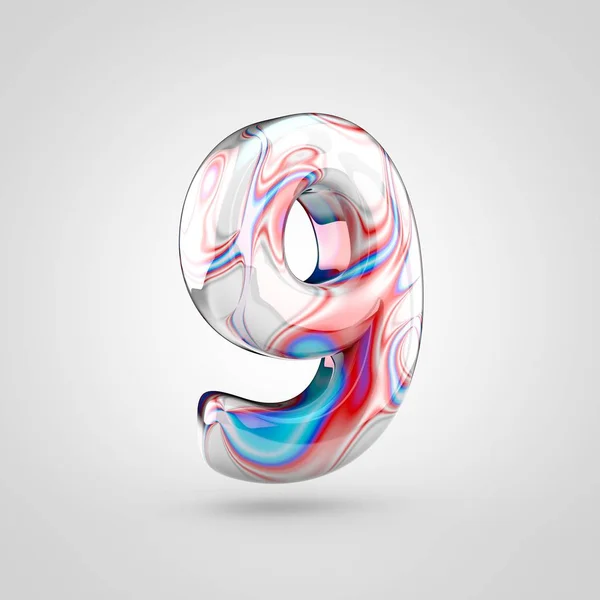 Glossy water marble number 9 — Stock Photo, Image