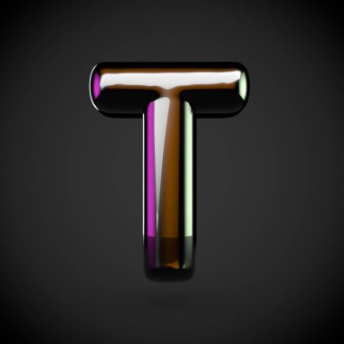 Parlak siyah harf T 