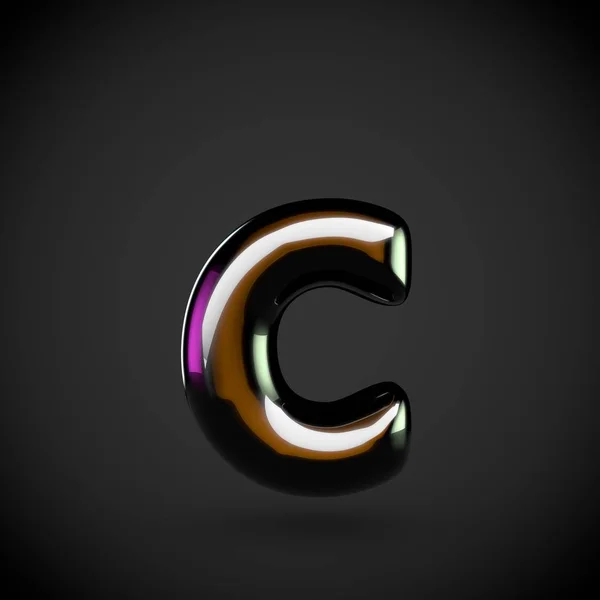 Glänsande svart bokstaven C — Stockfoto
