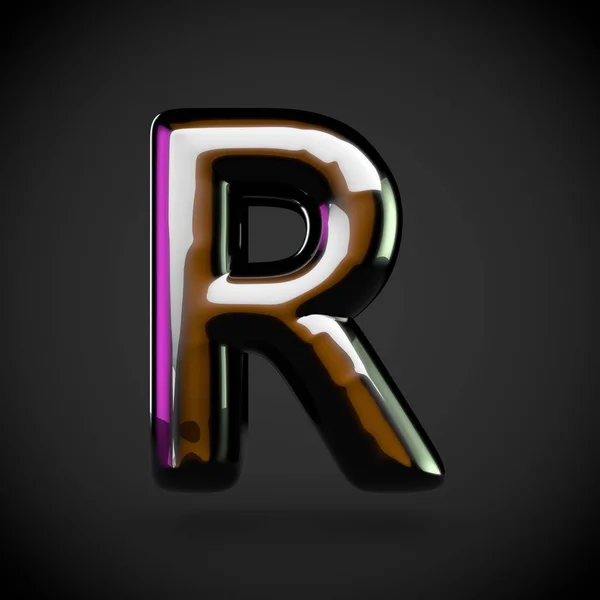 Glossy black letter R — Stock Photo, Image