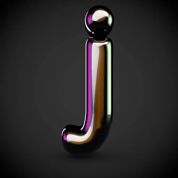 Glanzend zwarte letter J — Stockfoto