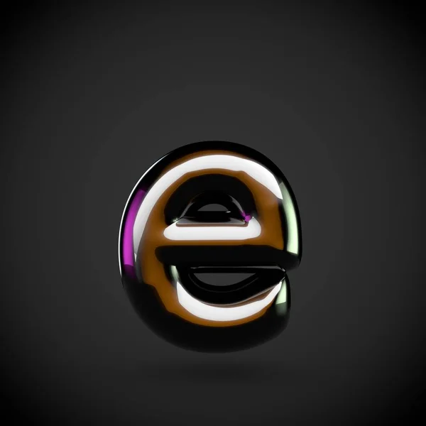 Glossy black letter E — Stock Photo, Image