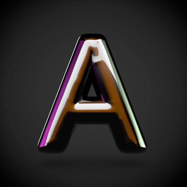 Блестящая чёрная буква А
