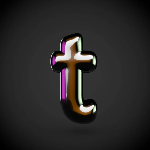 Błyszcząca czarna litera T — Zdjęcie stockowe