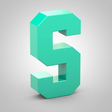 Beyaz arka plan üzerinde izole izometrik harf büyük harf S