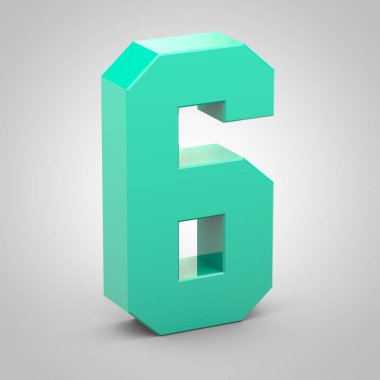 Beyaz arka plan üzerinde izole izometrik numarası 6