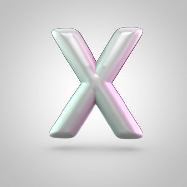 Beyaz arka plan üzerinde izole parlak perl harf büyük harf X