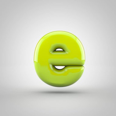 Parlak Kireç boya E harfi küçük beyaz arka plan üzerinde izole