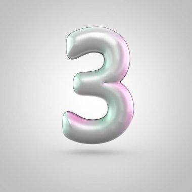 Parlak perl sayısı 3 beyaz arka plan üzerinde izole