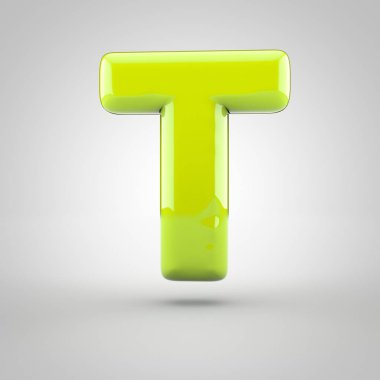 Beyaz arka plan üzerinde izole parlak Kireç boya harf büyük harf T