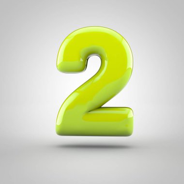 Parlak Kireç boya beyaz arka plan üzerinde izole 2 numaralı