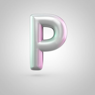 Beyaz arka plan üzerinde P büyük parlak perl mektup izole